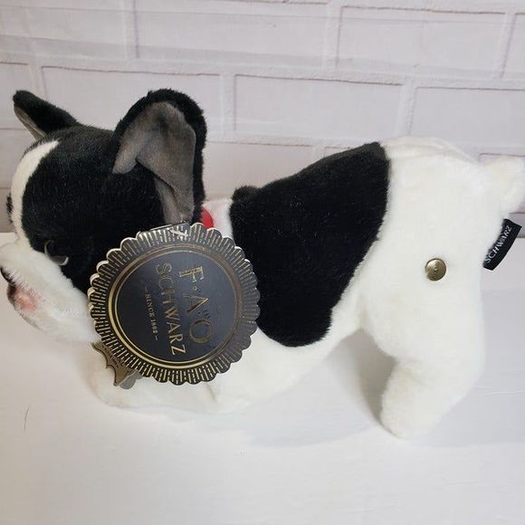FAO Schwarz Realistic Boston Terrier Puppy Dog Plush Stuffed Animal with Tags - Picture 6 of 12